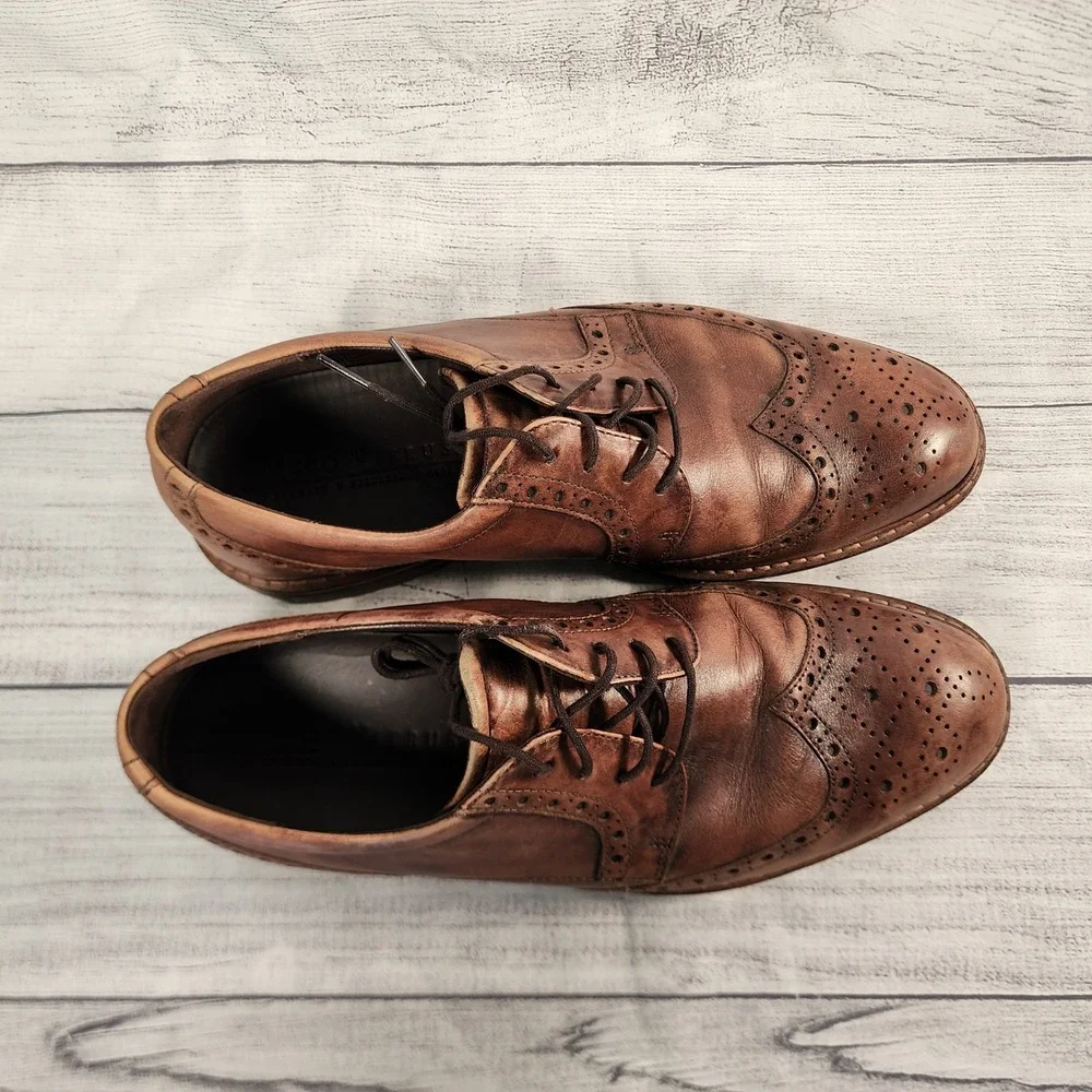 ECCO Mens Size 11 US Brown Leather Vitrus Wingtip Brogue Oxford Derby Shoes
